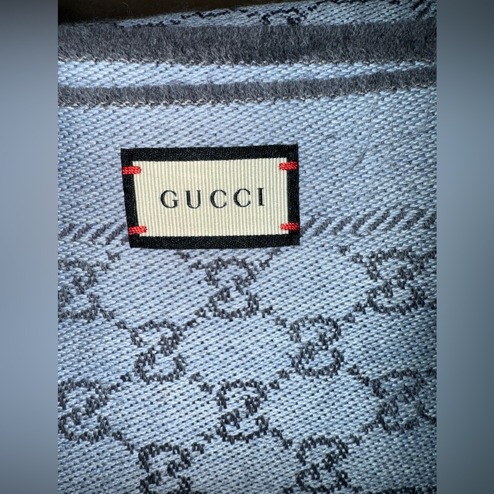Authentic Gucci Blue Reversible Gg Pattern Woven … - image 5